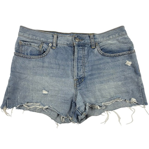 Free People Pants - Free People We The Free Shorts Women 30 Blue Distressed Denim Cutoff Light Wash